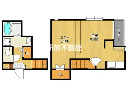 ティーグル九研(ワンルーム/2階)の間取り写真