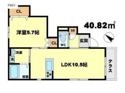 LA PLUMERIA(1LDK/1階)の間取り写真