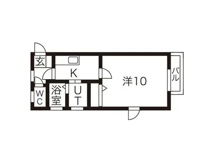 WOOD BELL(1K/1階)の間取り写真