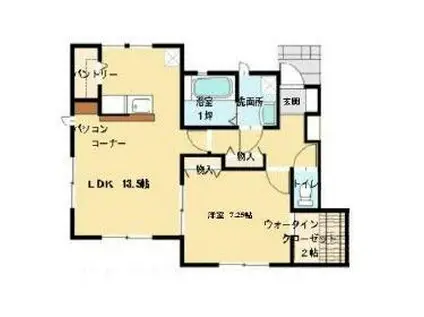 オッティモ鶴間(1LDK/1階)の間取り写真