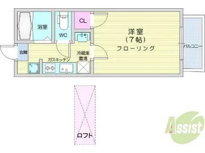 グリーンヴィラ仙台(1K/1階)の間取り写真