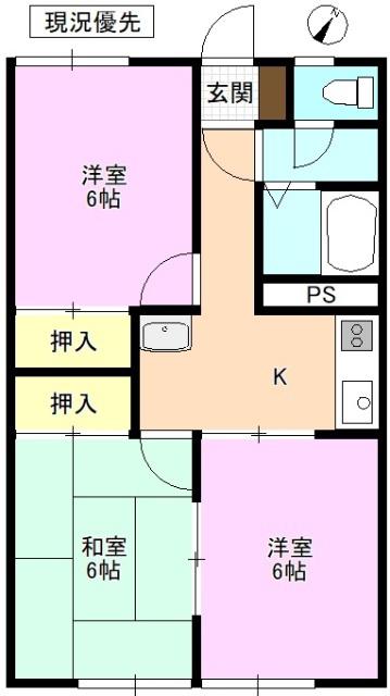 シャトレーゼ上田(3K/2階)の間取り写真