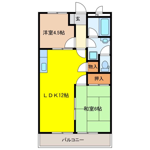 メゾンエクセル(2LDK/3階)の間取り写真