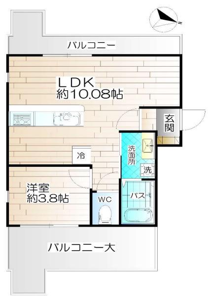 板宿北マンション(1LDK/4階)の間取り写真