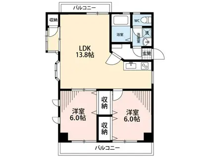 RAPUTA(2LDK/2階)の間取り写真