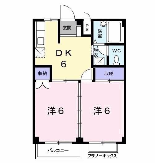 メゾンドセシボン(2DK/1階)の間取り写真
