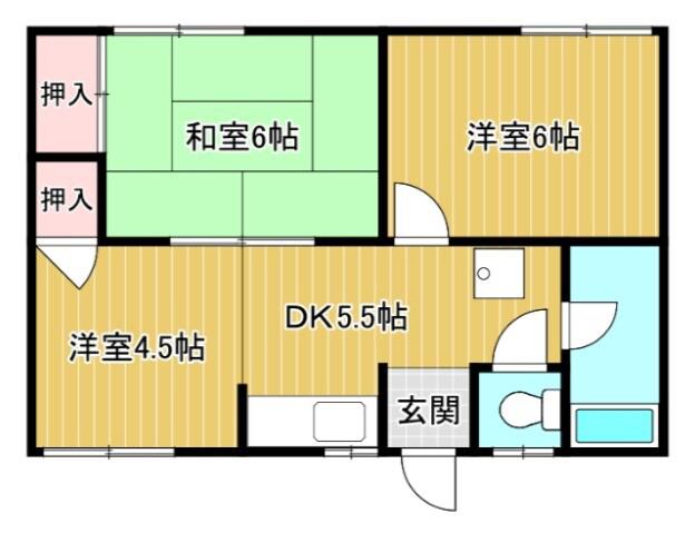 楓荘(3DK/2階)の間取り写真