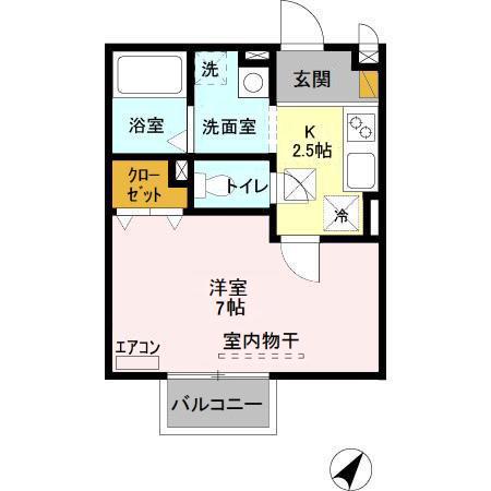 プルミエ(1K/1階)の間取り写真