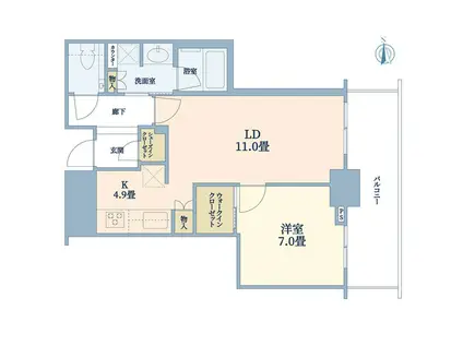 グランドメゾン新梅田タワー THE CLUB RESIDENCE(1LDK/7階)の間取り写真