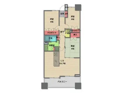 リバーガーデンコスモスクエア(3LDK/11階)の間取り写真