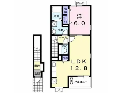 ティエラ(1LDK/2階)の間取り写真