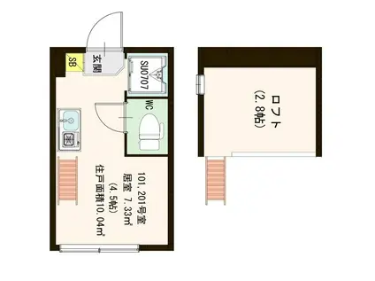 メゾン・プーラ豊島(ワンルーム/2階)の間取り写真