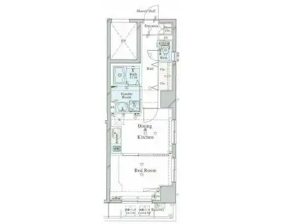 ヴィータローザCQレジデンス南千住(1DK/5階)の間取り写真