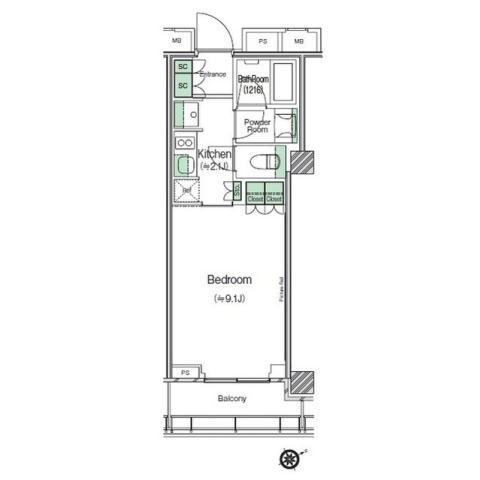 SHIBUYACAST. APARTMENT(1K/15階)の間取り写真
