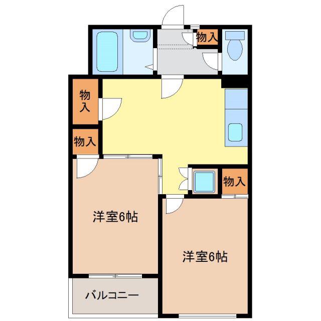 新宿ビル(2LDK/1階)の間取り写真