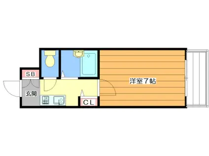 カームヒルズI(1K/2階)の間取り写真