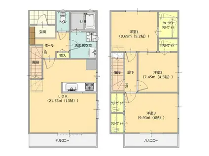 リーブルファイン明和町(3LDK/1階)の間取り写真