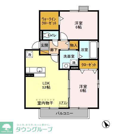 フラガンシア東館(2LDK/2階)の間取り写真