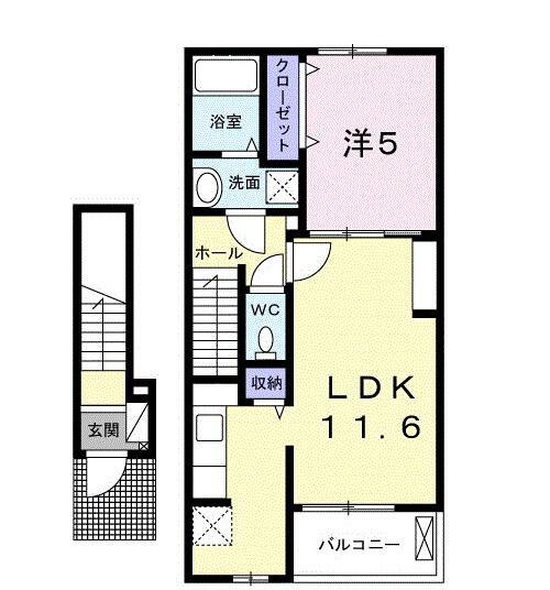 ルシアーノ(1LDK/2階)の間取り写真