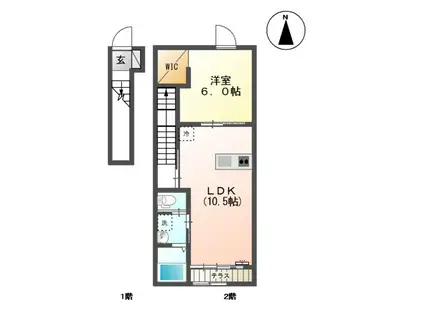 メゾングランベルV(1LDK/2階)の間取り写真