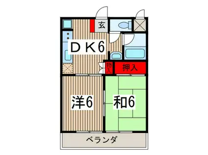 レジデンス水村(2DK/1階)の間取り写真