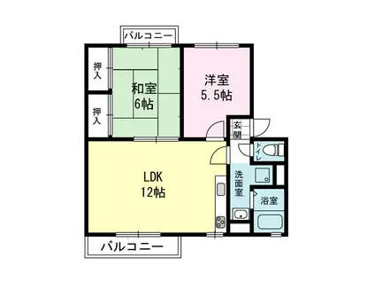 サンハイム米田I(2LDK/1階)の間取り写真
