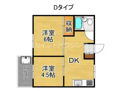 瀧川ハイム(2DK/4階)の間取り写真