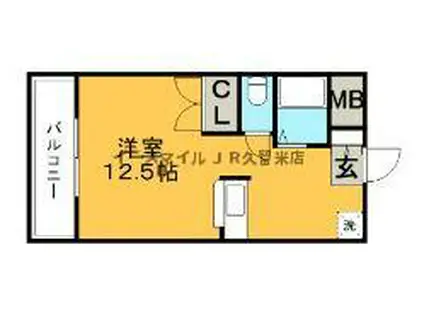 プランドゥ合川I(1DK/2階)の間取り写真