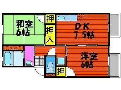 ファミール当新田(2DK/1階)の間取り写真