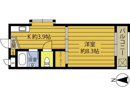 コーポ青空(1K/1階)の間取り写真