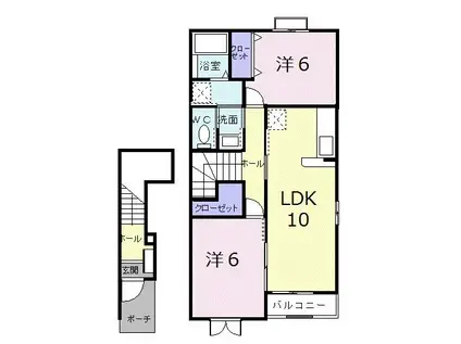カルムメゾンA(2LDK/2階)の間取り写真