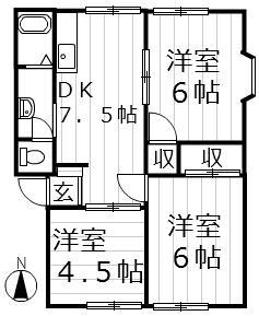 メゾン有明 A(3DK/1階)の間取り写真