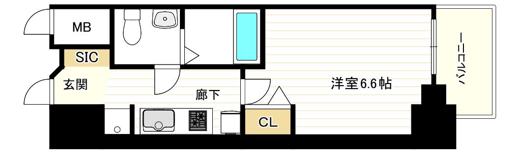 エグゼ大阪CITYアインツ(1K/9階)の間取り写真