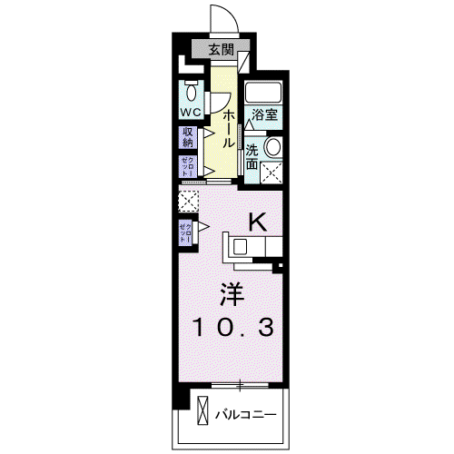 ヴァンク一ル(ワンルーム/3階)の間取り写真
