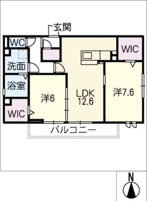 ル・レーヴ C棟(2LDK/3階)の間取り写真