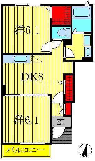 ウィステリア カクトII(1LDK/1階)の間取り写真