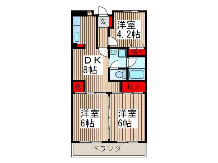グランシャリオ(3DK/2階)の間取り写真