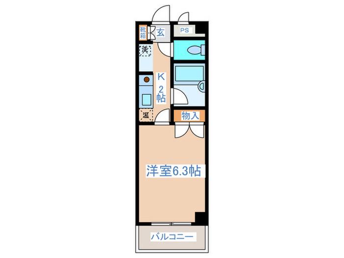 ビレッジコア八王子(1K/5階)の間取り写真