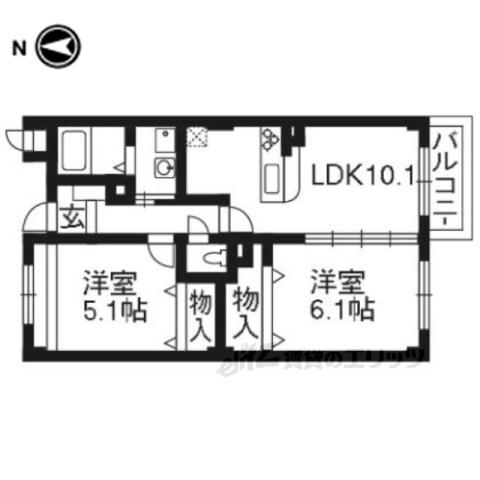 アネックス北中振(2LDK/1階)の間取り写真