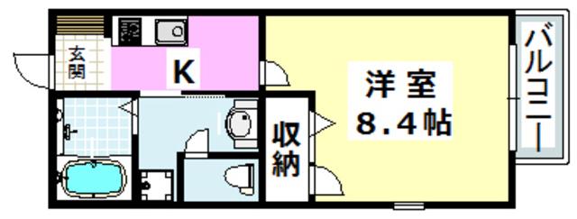 クオーレ千里(1K/2階)の間取り写真