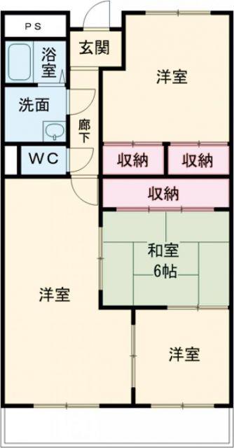 クリアコート寺谷(3LDK/2階)の間取り写真
