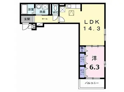 プレミアスペース2(1LDK/1階)の間取り写真