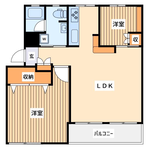 鶴見ハイツK棟(2LDK/4階)の間取り写真