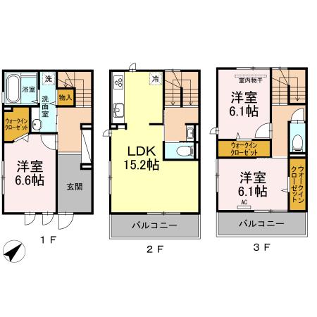 D-ROOM室見壱番館(3LDK/1階)の間取り写真