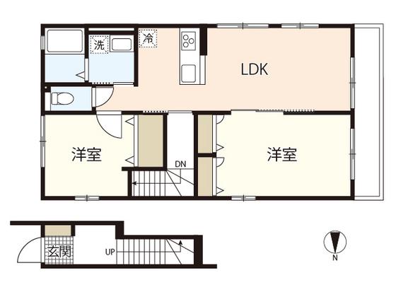 アムール宇品西(2LDK/2階)の間取り写真