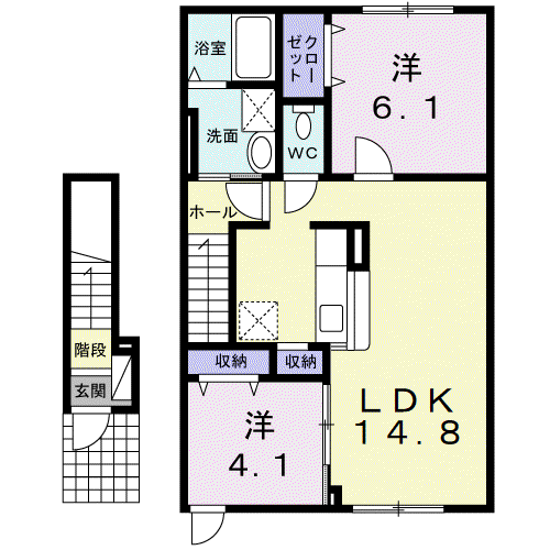 パーク水明 B(2LDK/2階)の間取り写真