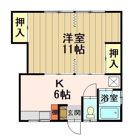 幸邑ハイツ(1K/1階)の間取り写真