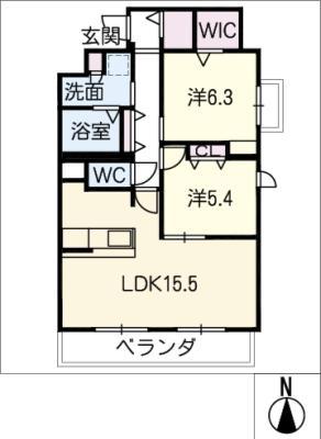 ISO桜本町(2LDK/3階)の間取り写真