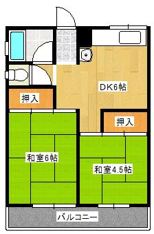 大久保マンション(2DK/4階)の間取り写真
