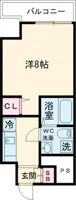 ラシーヌ宿院(1K/12階)の間取り写真